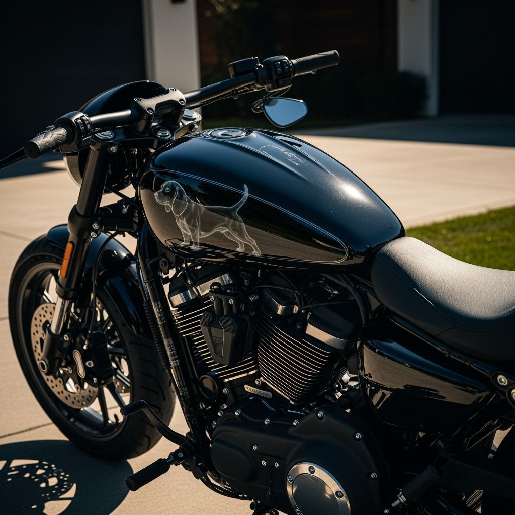 Black Harley Davidson with Beagle Airbrushing
