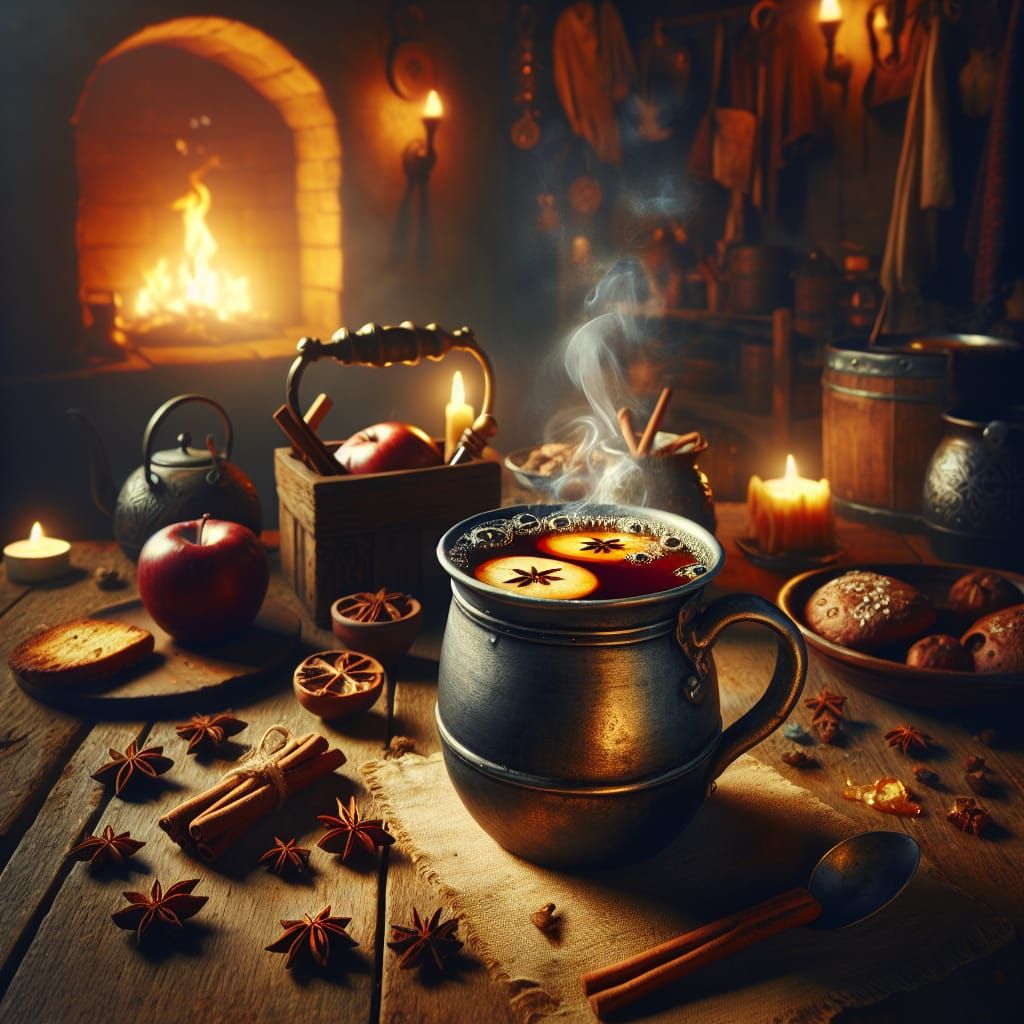 Medieval Apple Cider Still Life with Spices