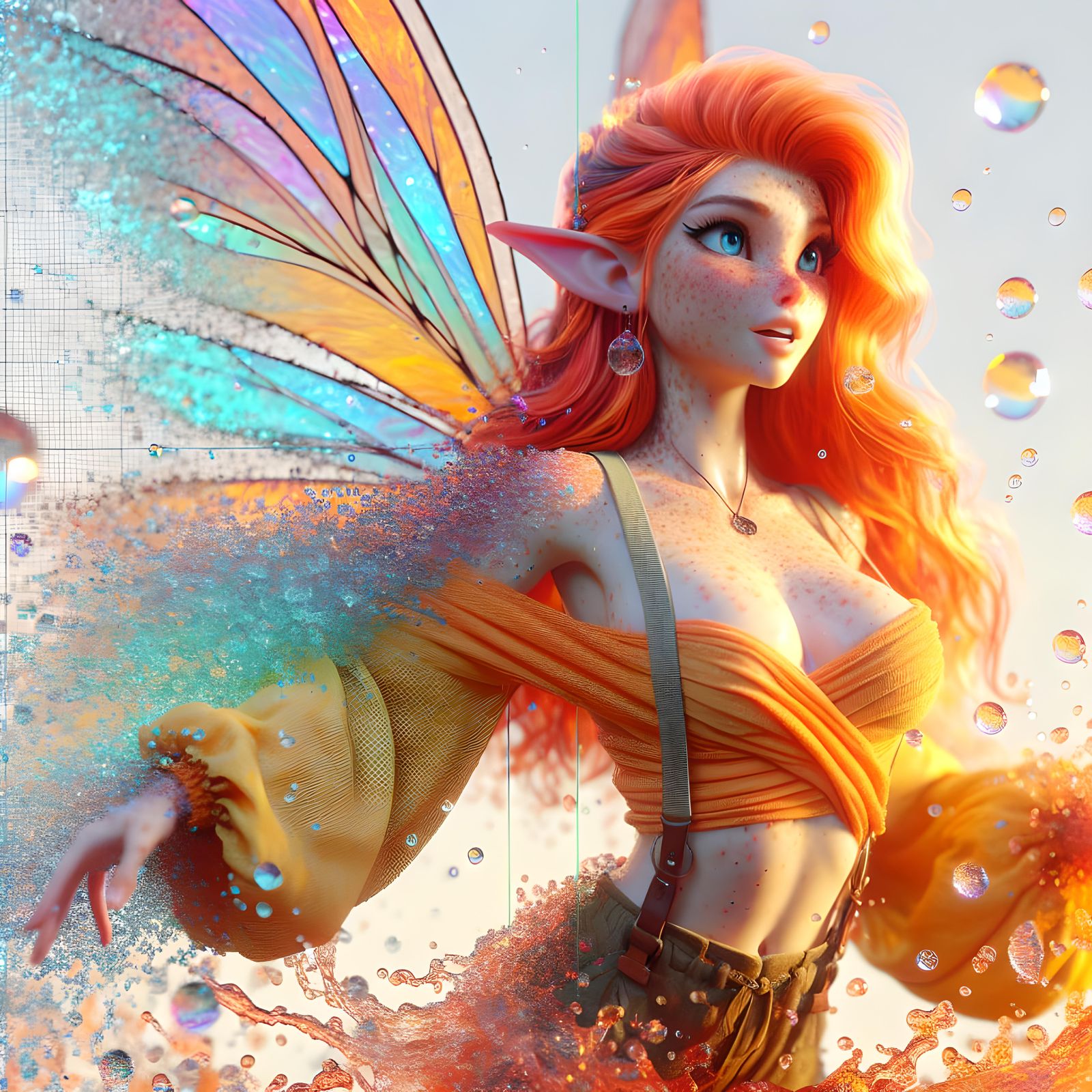 Fairy Transforming to Water in 3D Animation