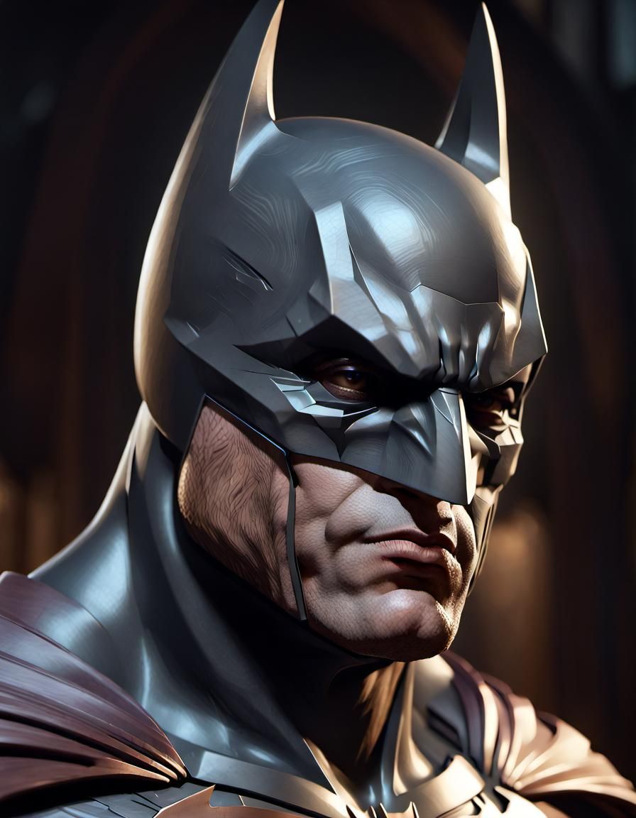 Wooden Batman Portrait in Detailed Splash Art Style