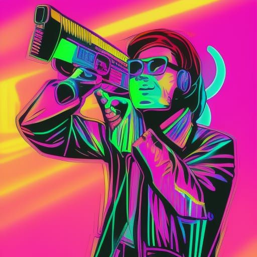 Character in Synthwave Neon Retro Style