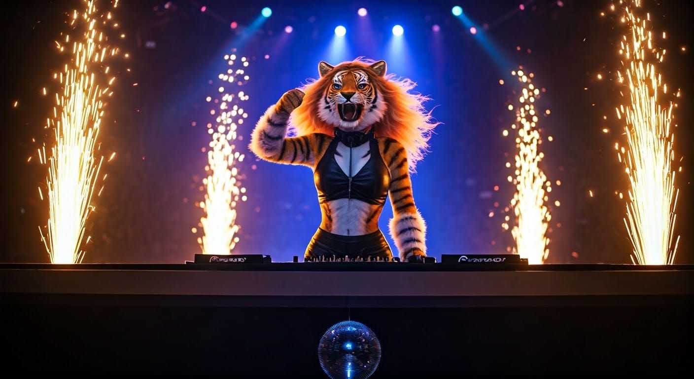 Fierce Female DJ Dominates the Dance Floor in Cyberpunk Styl...