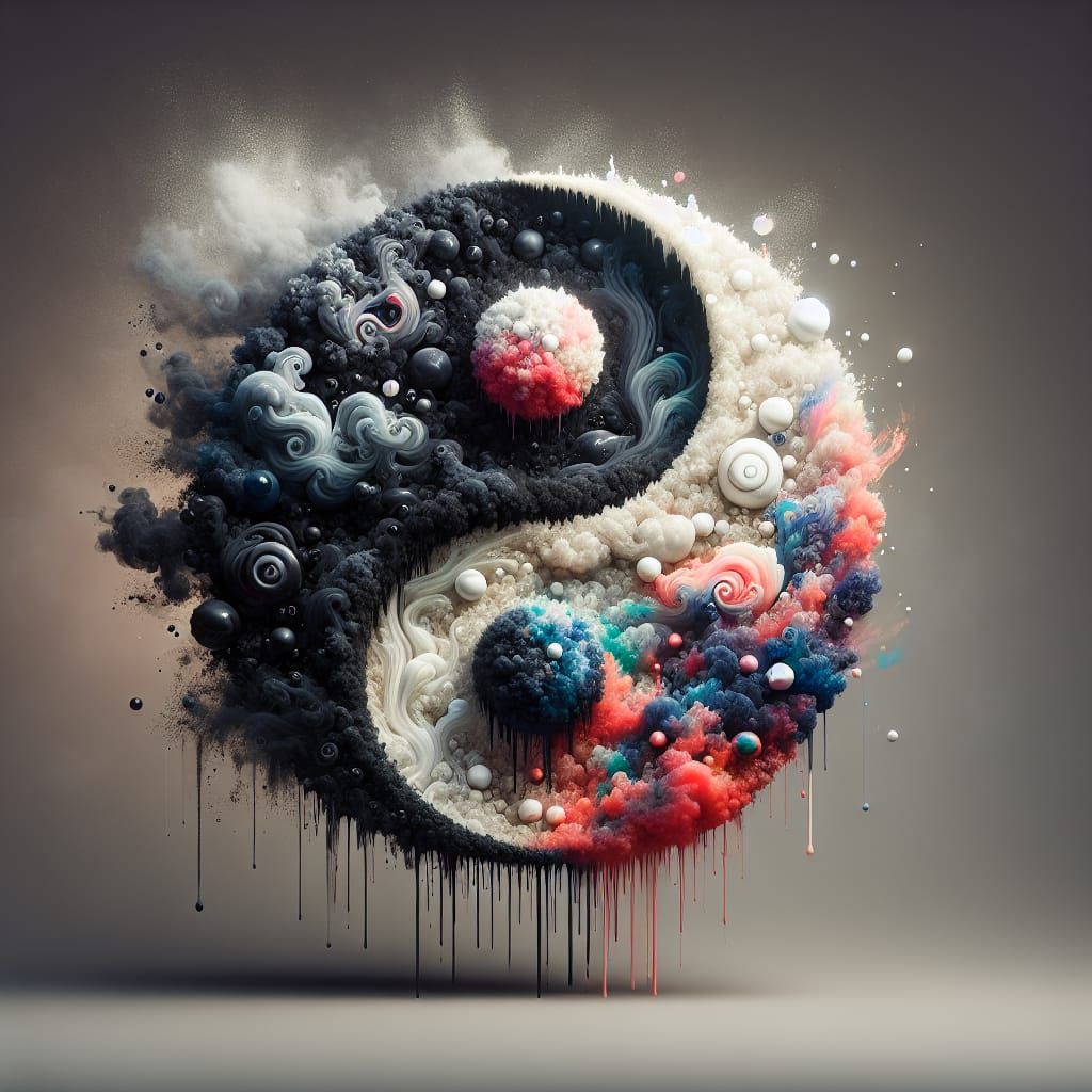 Detailed Yin Yang Symbol in Matte Painting Style