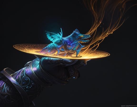 Iridescent Fantasy Creature in Mystical Setting