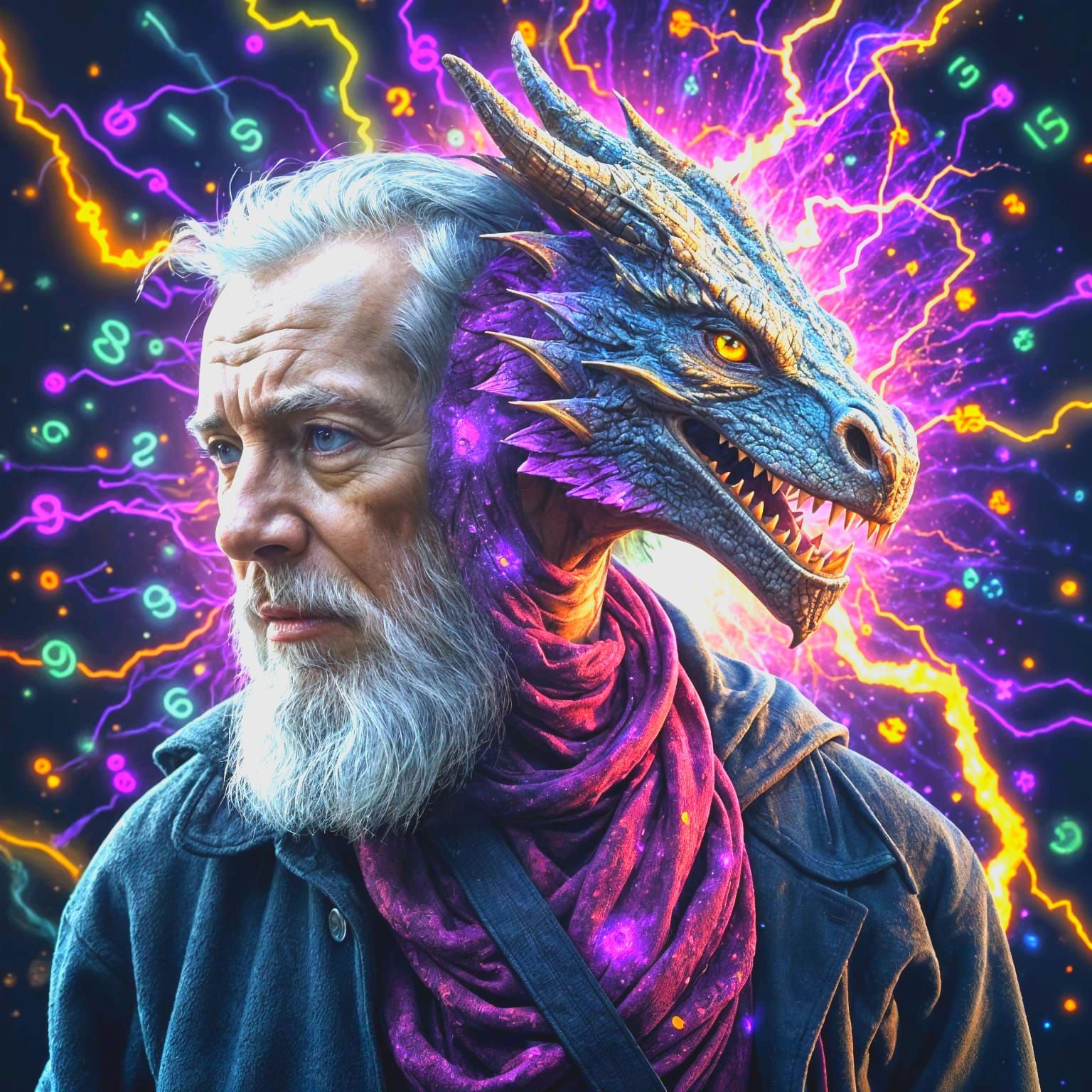 Man to Dragon Morph: A Digital Dark Fantasy Portrait