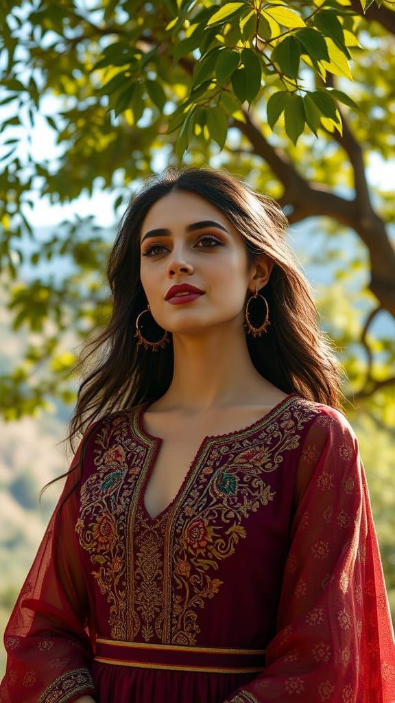 Serene Iranian Woman in Elegant Persian Dress