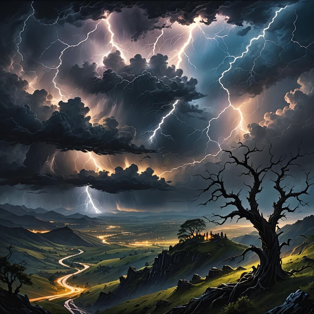 Magical Storm Sweeping Over Rolling Hills