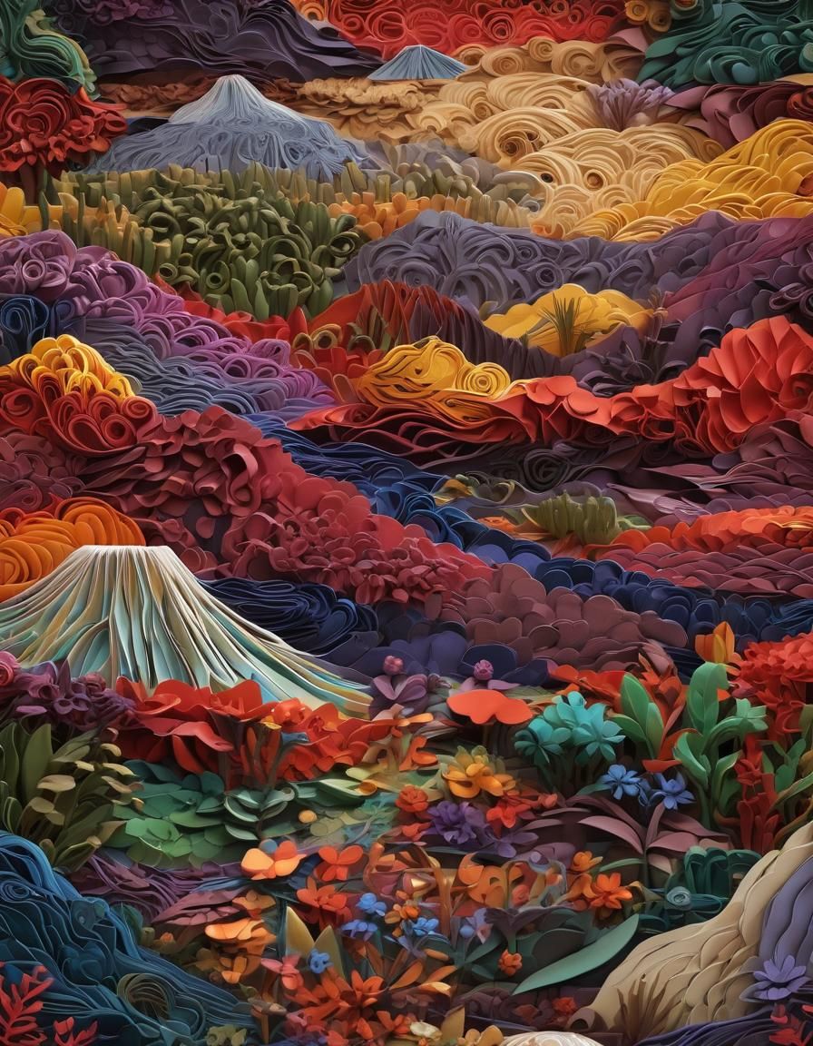 Surreal Alien World in Layered Geometric Art