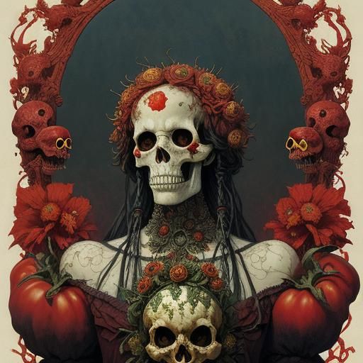 Surreal Skull Monster in Art Nouveau Style