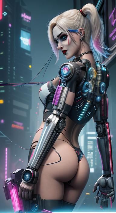 Cyberpunk Robo Harley Quinn with Transparent Body