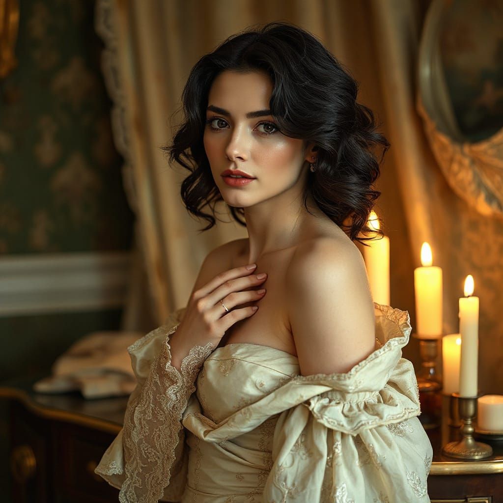 Ethereal Beauty in Antique Velvet Boudoir