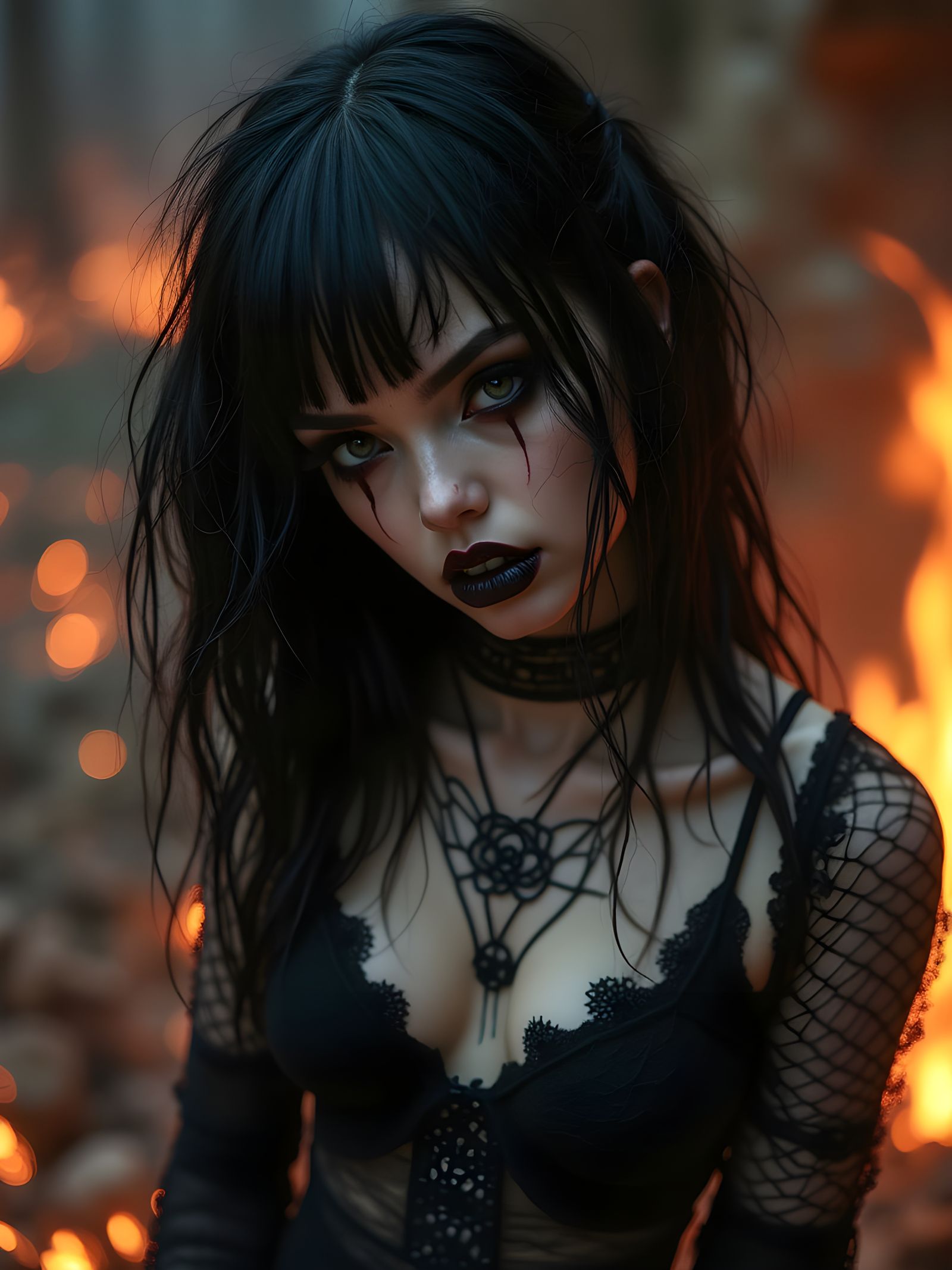 Goth Girl in Hellish Depths
