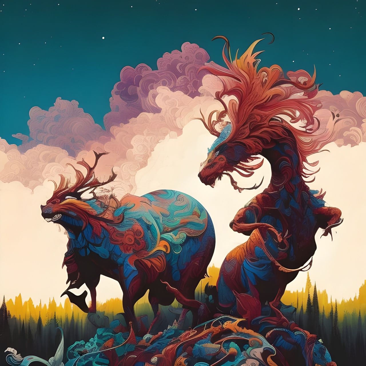 Nature Valley View in Gouache Illustration Style