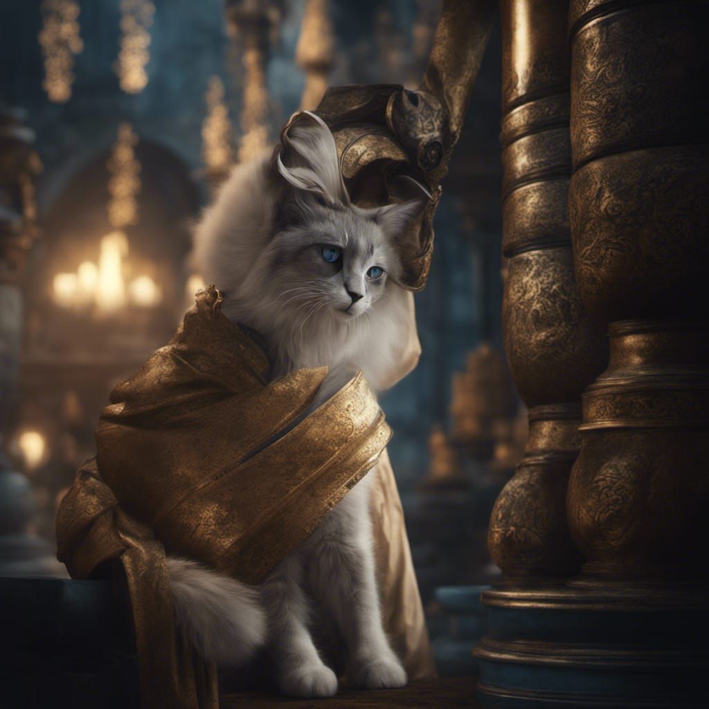 Balinese Cat with Monk: Digital Matte Painting