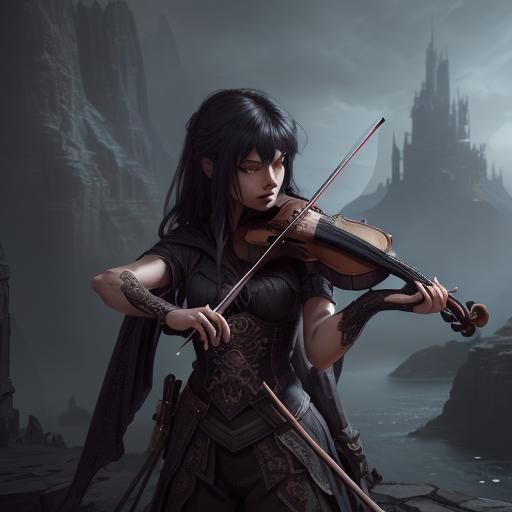 Assassin with Violin: Detailed Fantasy Art