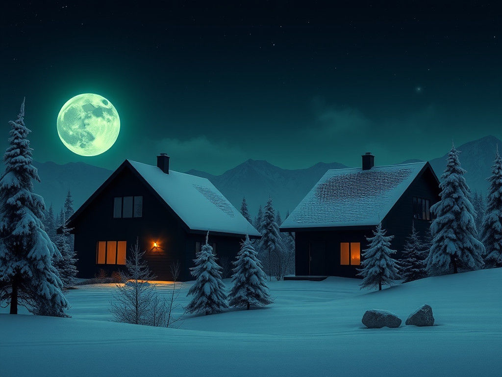 Minimalist Black Moonscape in Homey Green