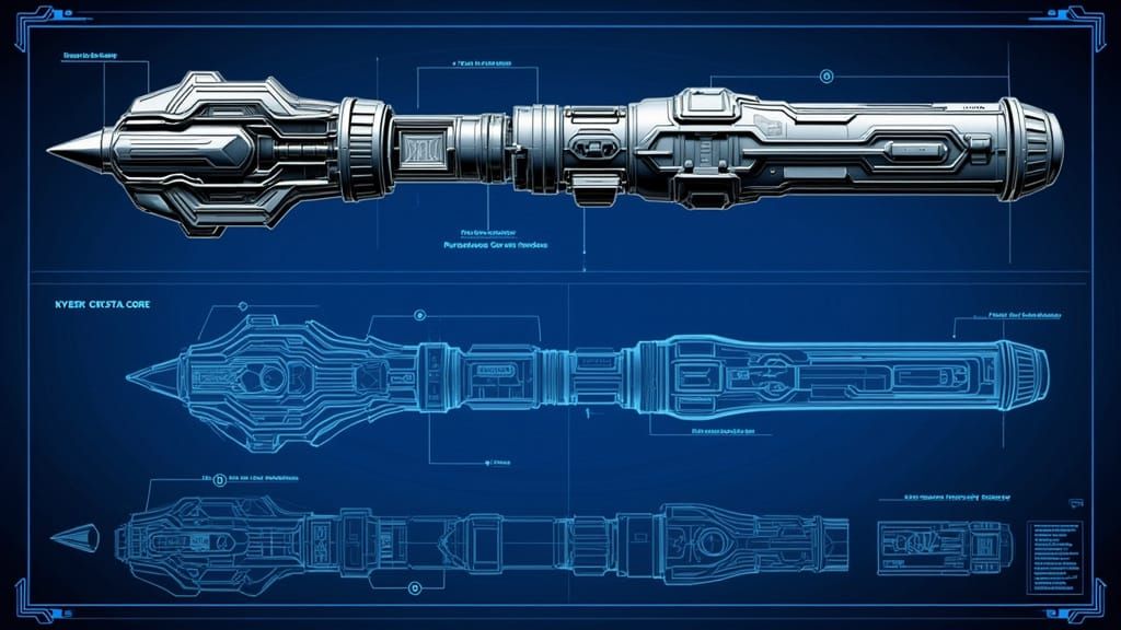 Schematic Drawing of a Sith Lightsaber in Sci-Fi Engineering...