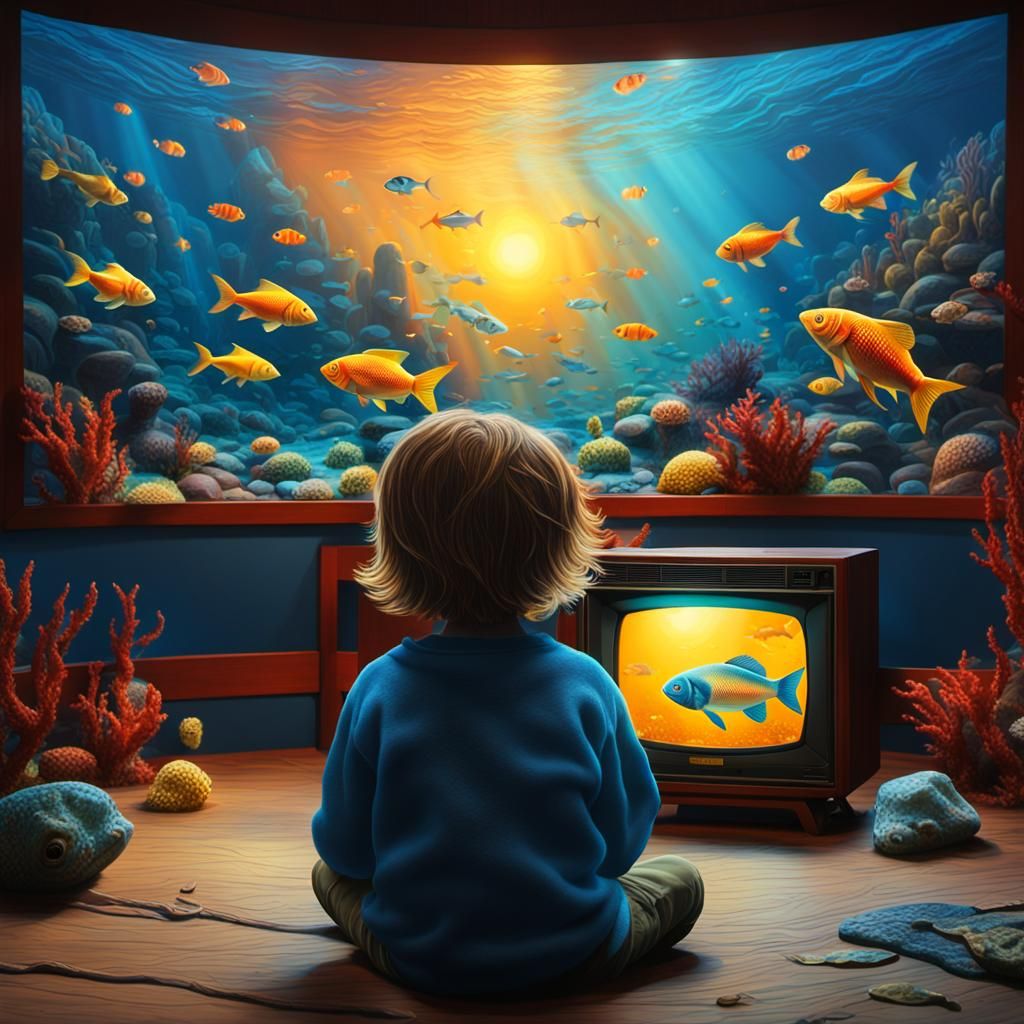 Glowing Television Creates Dreamlike Ocean Scene