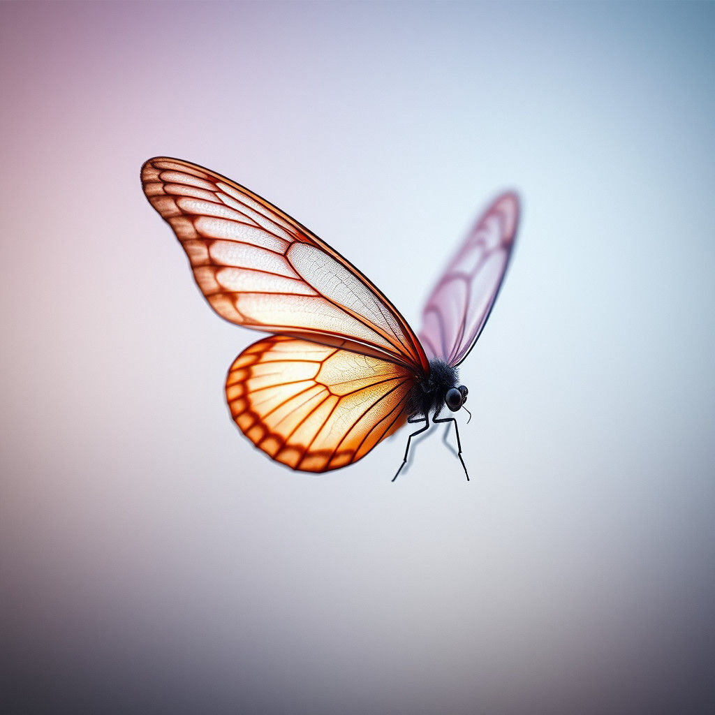Butterfly with Translucent Wings in Atmospheric Style