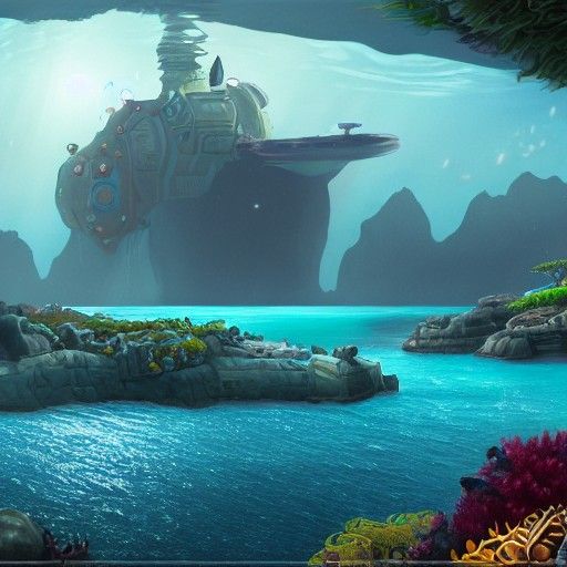 Subnautica Alien Ocean Matte Painting