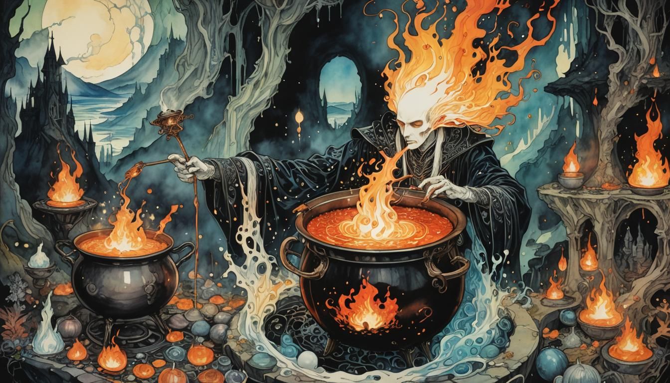 Sorcerer's Cauldron: An Alcohol Ink Fantasy