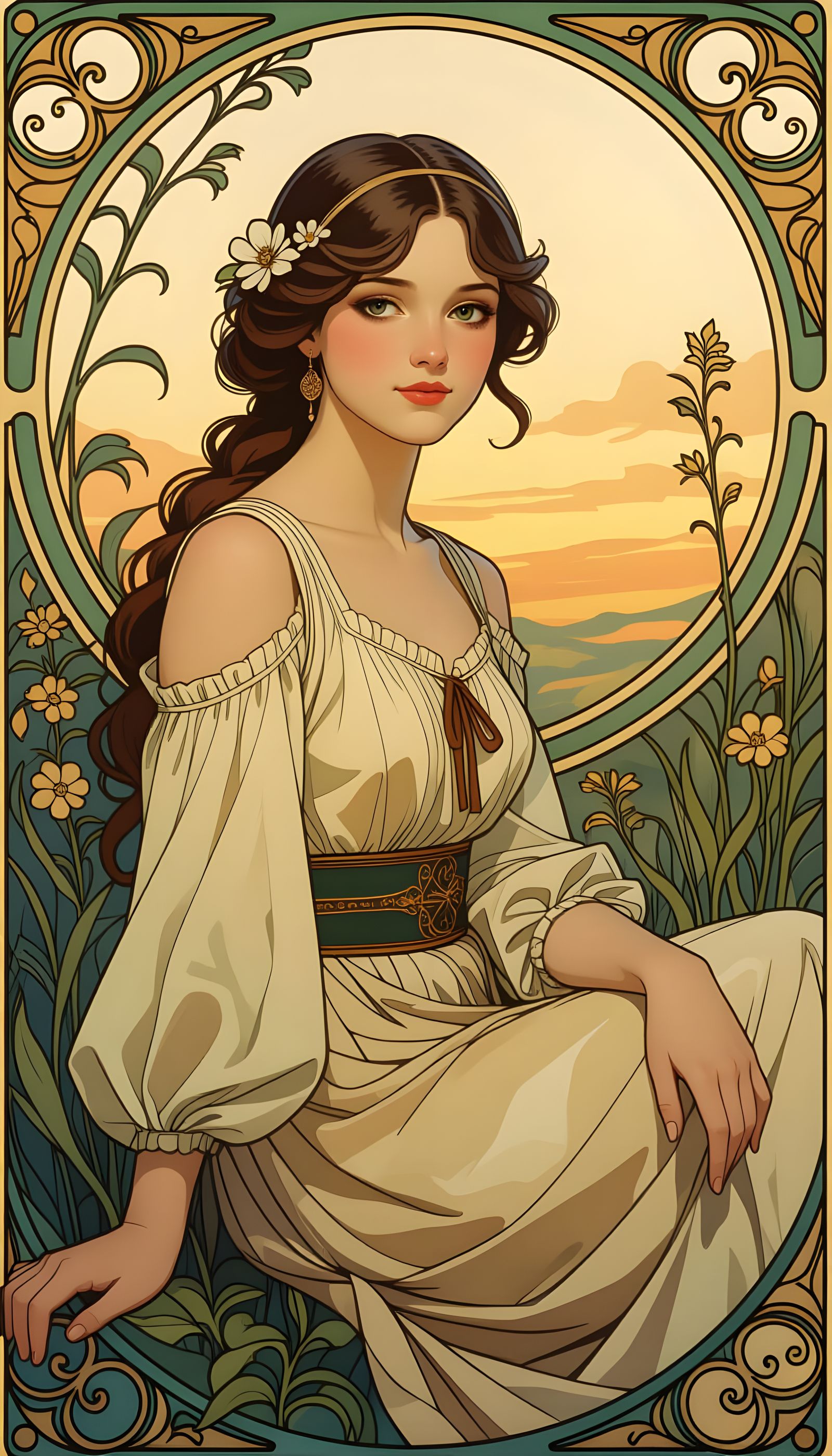 Watercolor Painting of a Girl in Modern Outfit