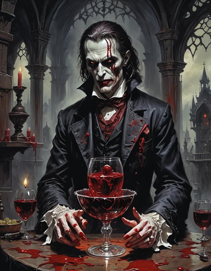 Gothic Horror Blood Wine Vampiric Scene
