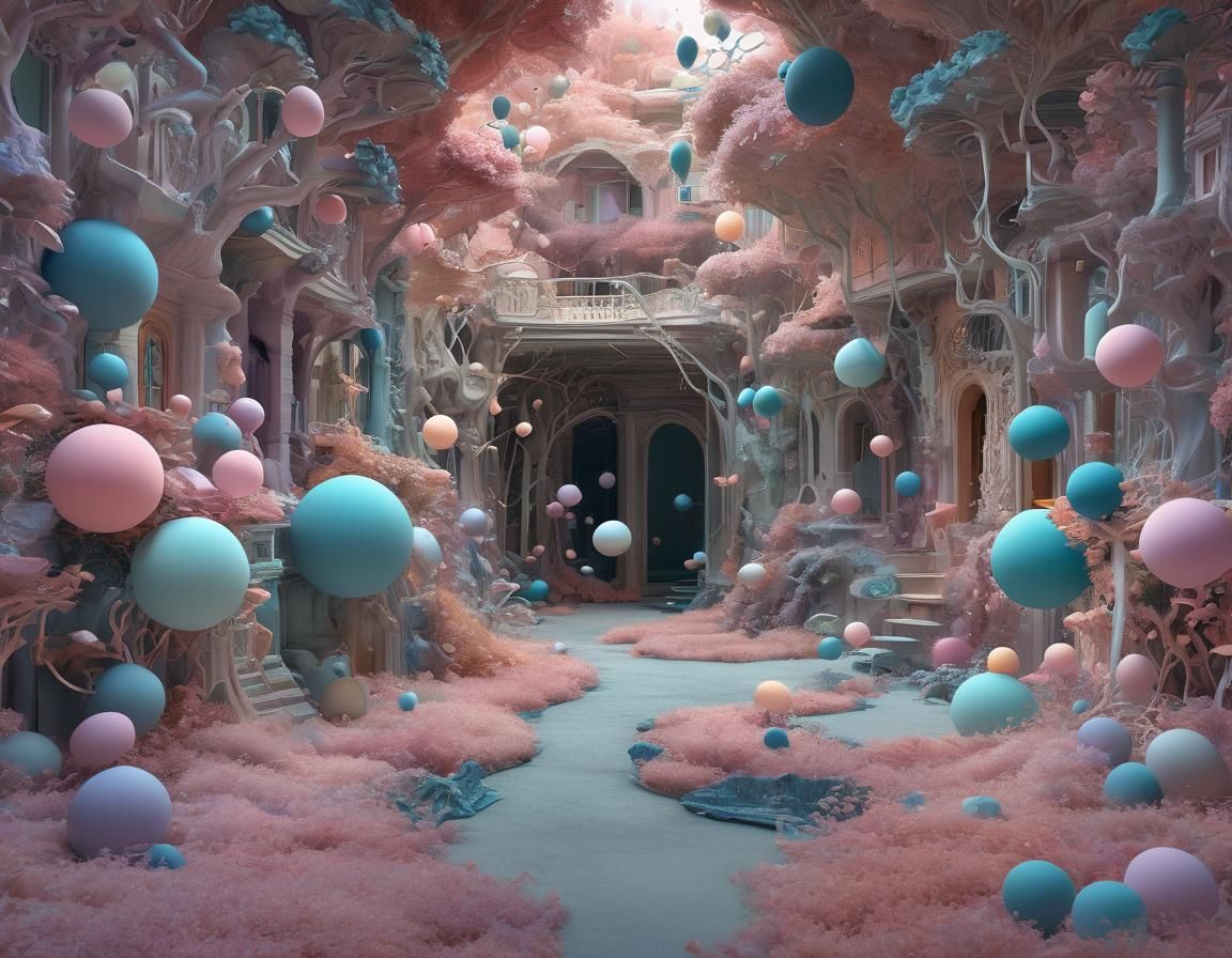 (Surrealism September Dreamscape misty luminescent pastel gl...