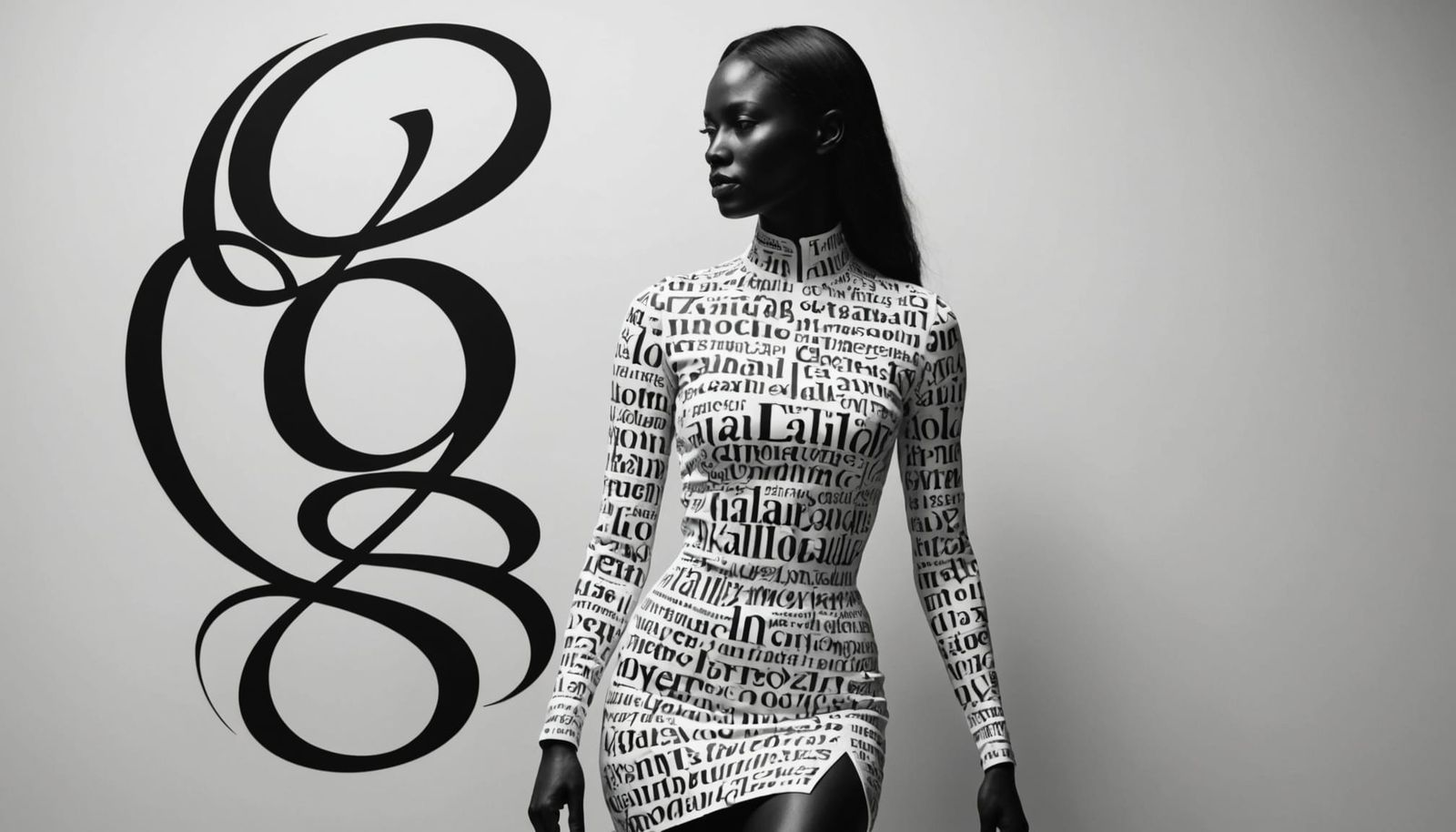 Abstract Calligram of Woman Formed from Text