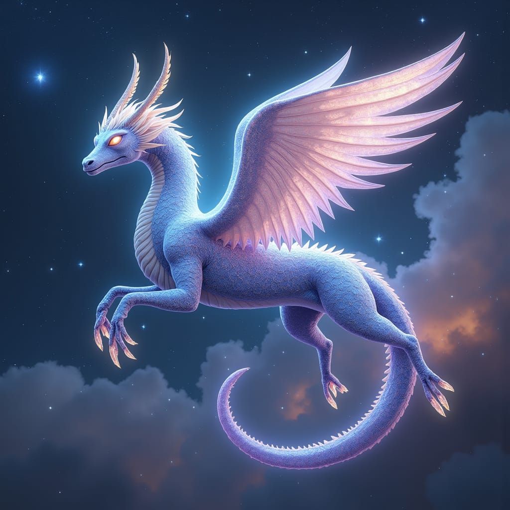 Celestial Seraph Soaring Through Starry Galaxy