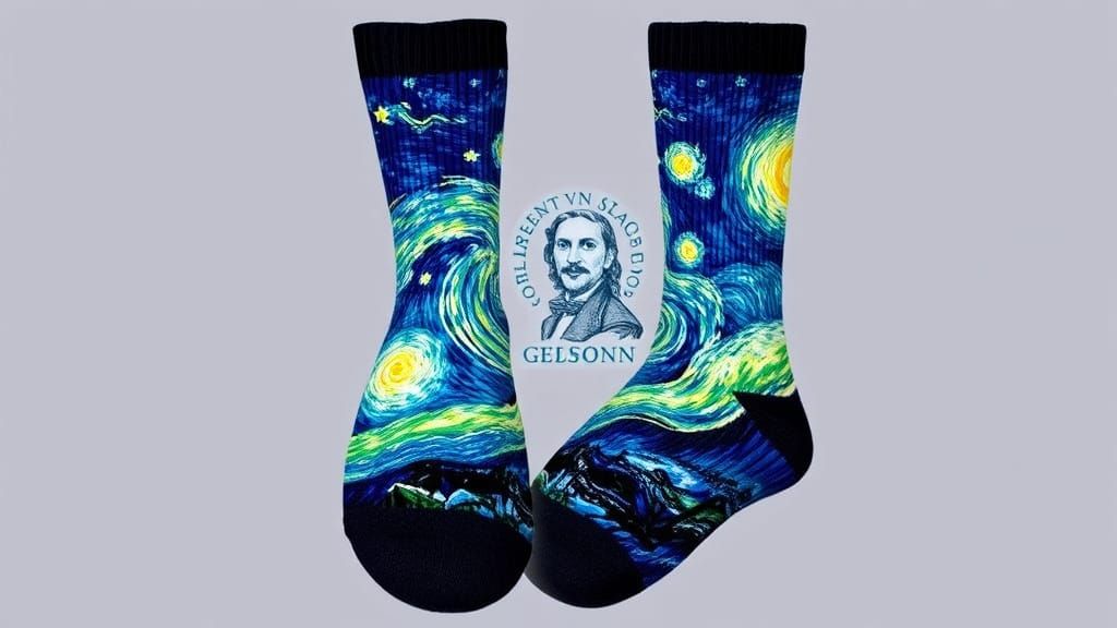 Surreal Starry Night Socks in Van Gogh Style