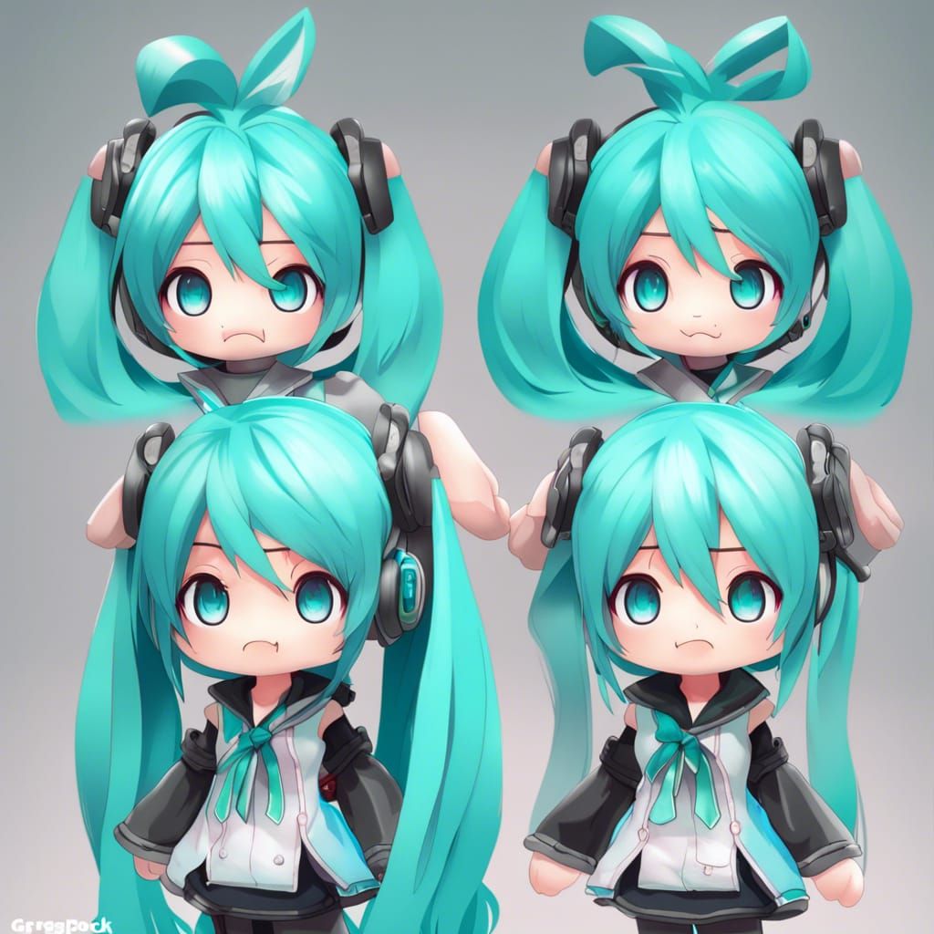 Chibi Plushie Hatsune Miku: Digital Art Portrait