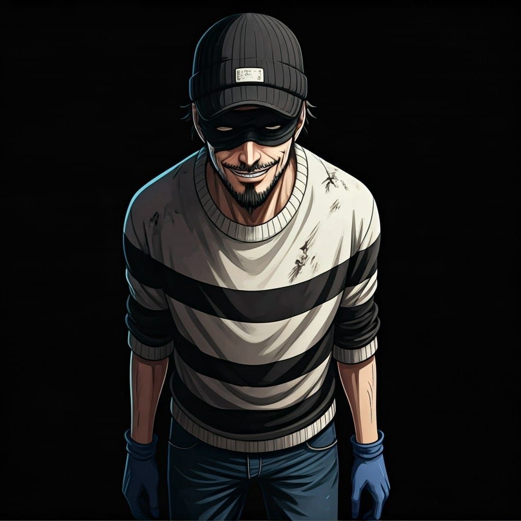 Sinister Manga Man with Mask in Cel-Shaded Style