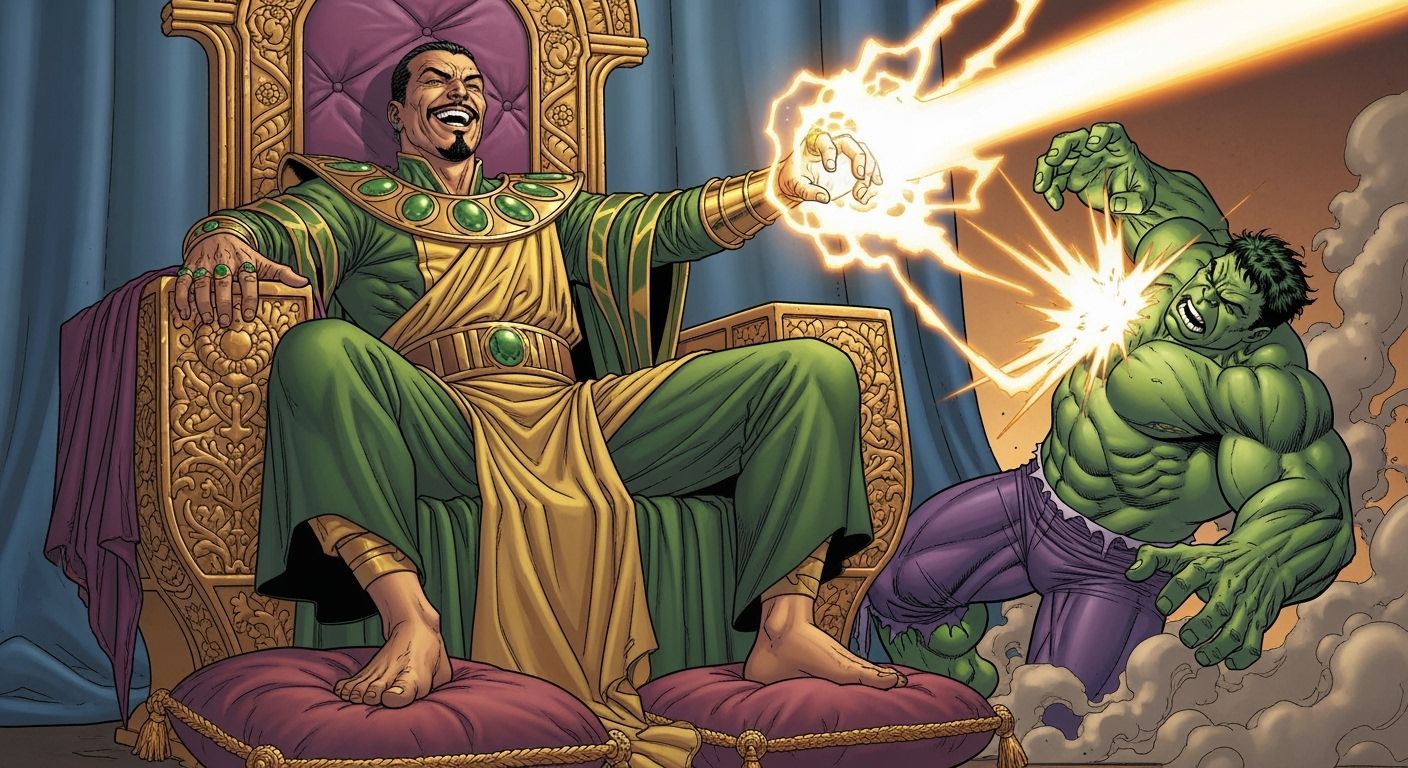 Mandarin Unleashes Power Beam in Hyperrealistic Marvel Style