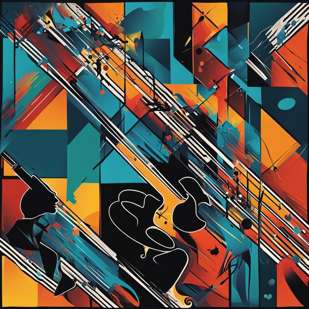 Abstract Cover Band Silhouette in Complementary Colors