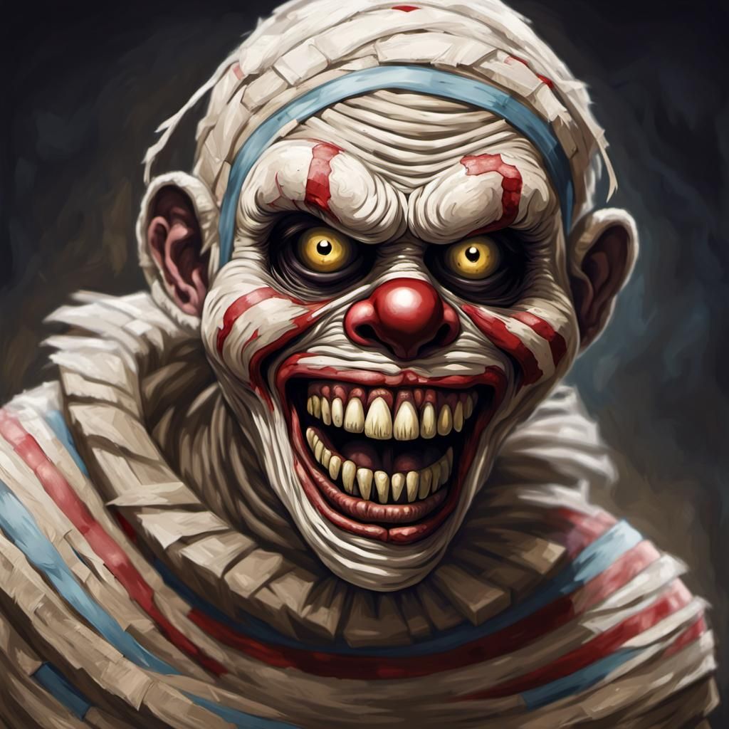 Sinister Zombie Monkey Mummy Clown by Rutkowski