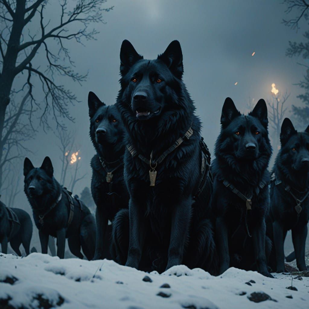 Epic Cinematic Digital Art of Military Dogs