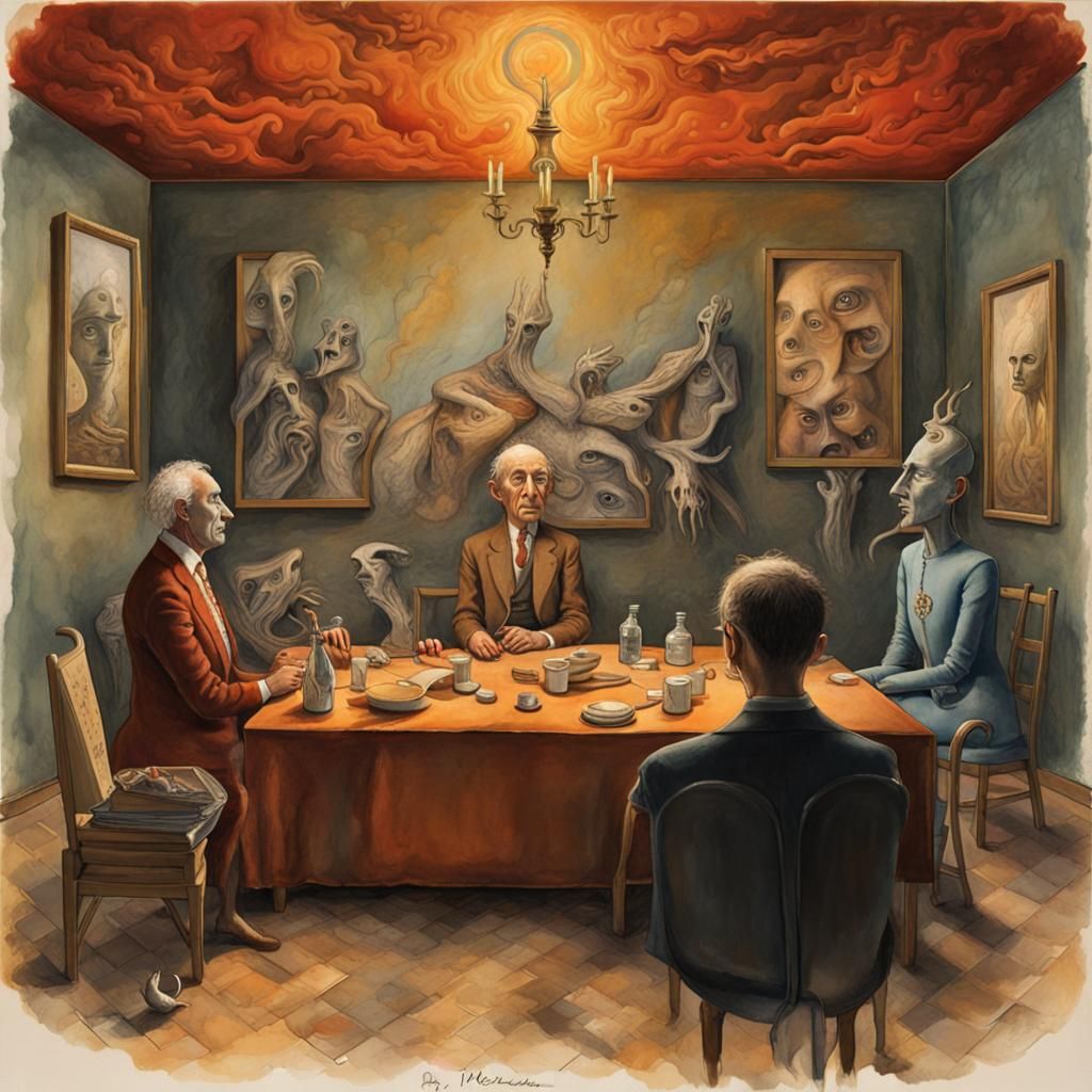 Surreal Dream in Deep Color: A Magical Realism Painting