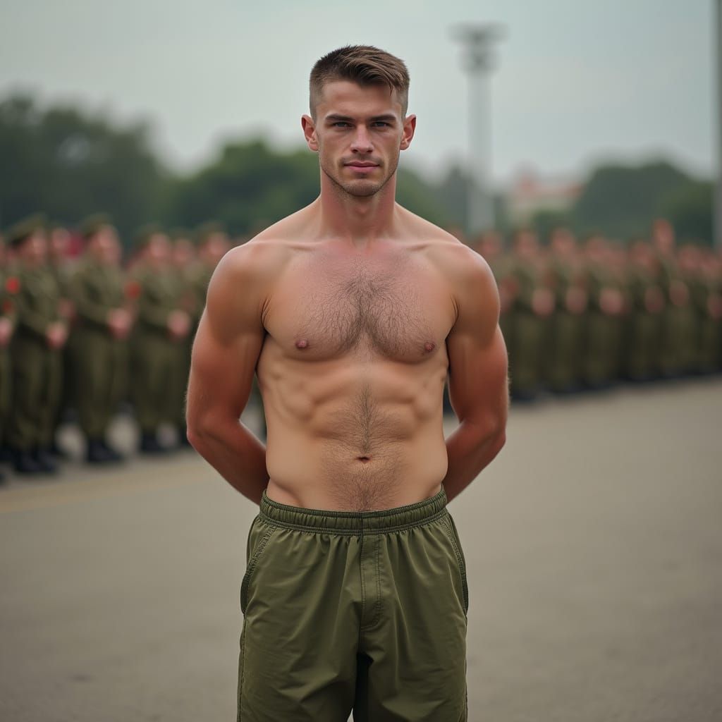 Military Recruit Stands at Attention in Professional Photo