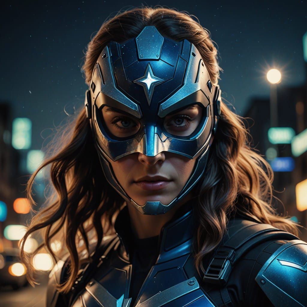 American Female Superhero in Hyperrealistic Digital Art Styl...