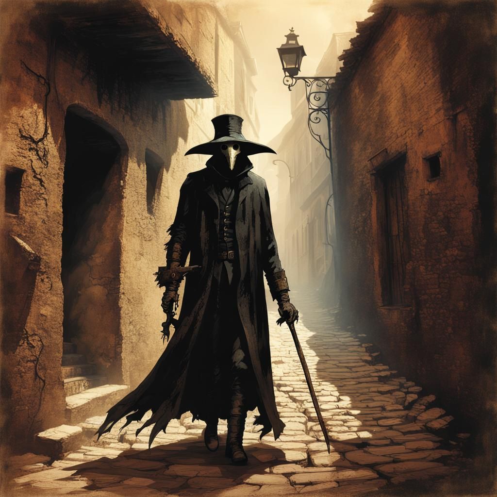 Mysterious Plague Doctor Emerges from Alley