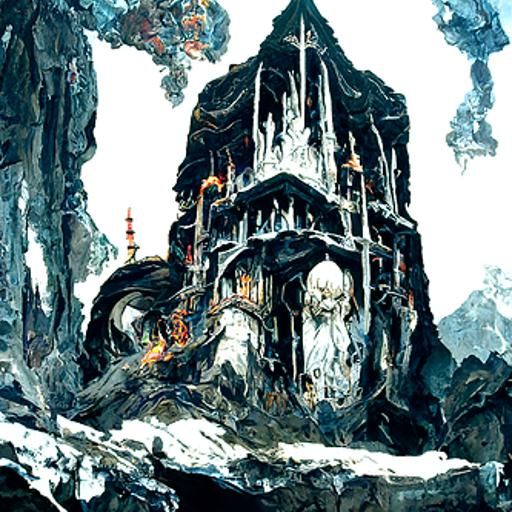 Dwarven Castle Ruins in Art Nouveau Style