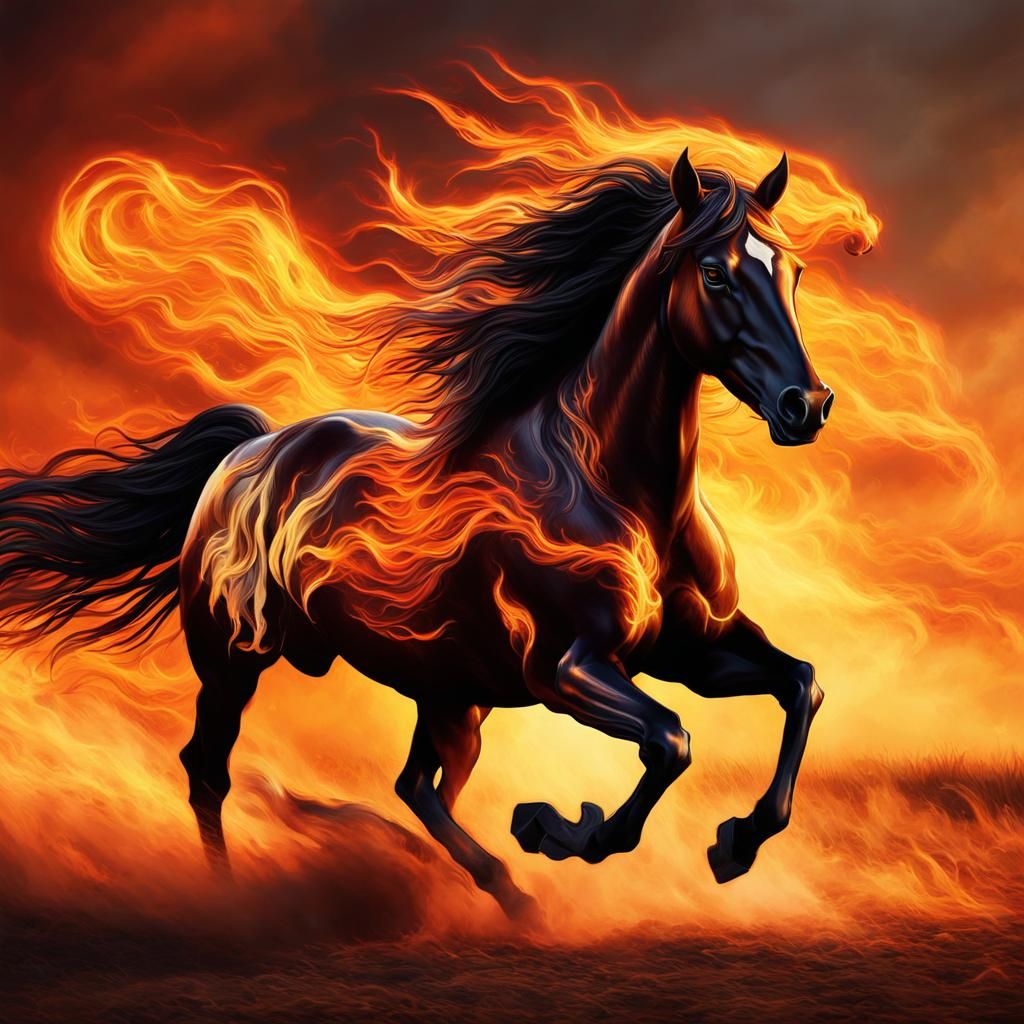 Flaming Horse Galloping Across Prairie, Concept Art