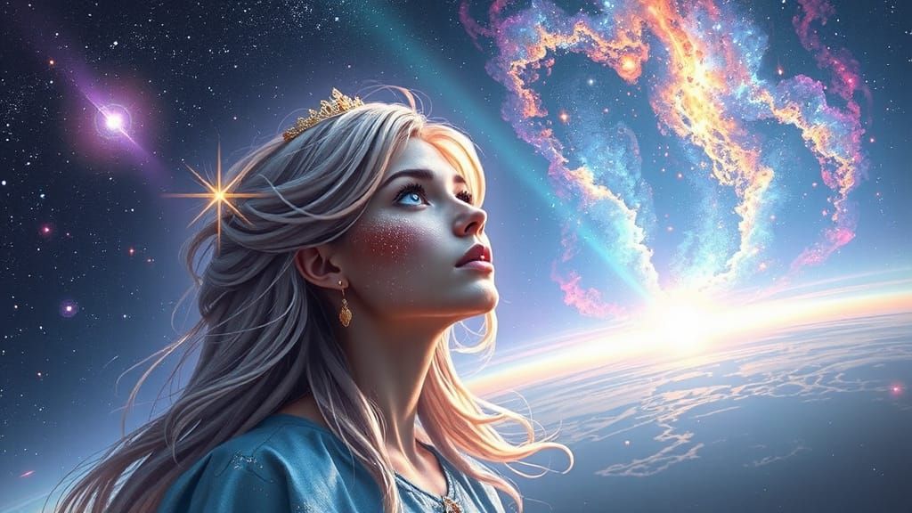 Celestial Princess of Stardust in Ethereal Digital Art