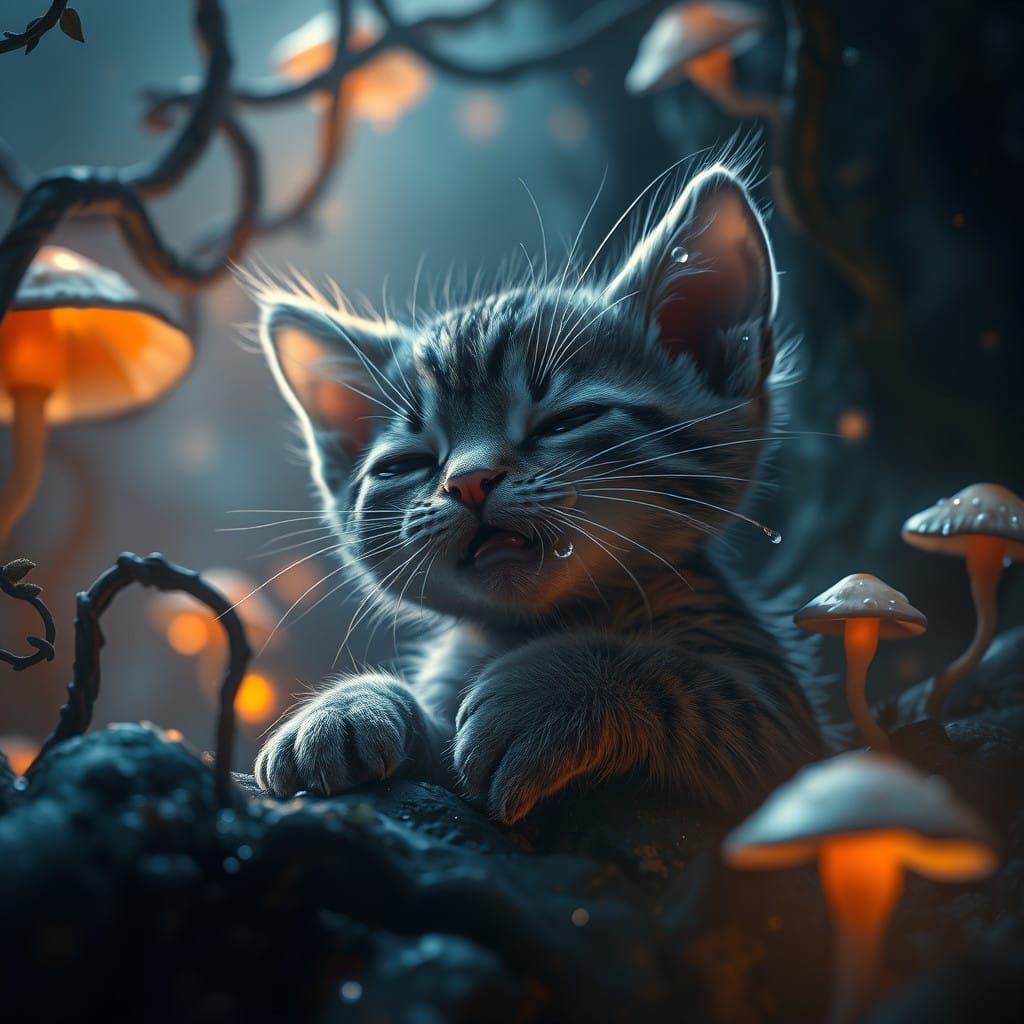 Lost Feline in a Dreamlike Landscape