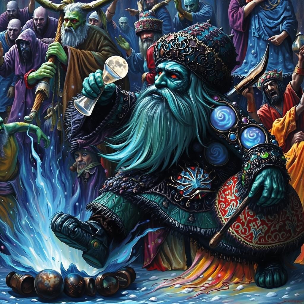 Monks Dancing in Winter, a Surreal Scene