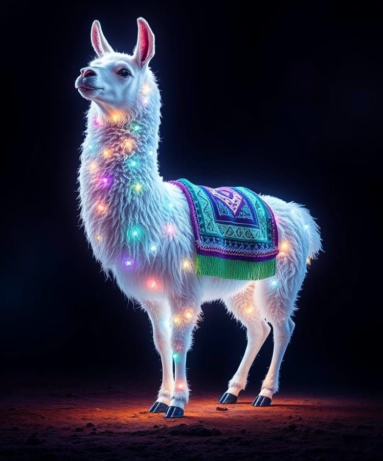 Glowing Astral Llama in Cosmic Light