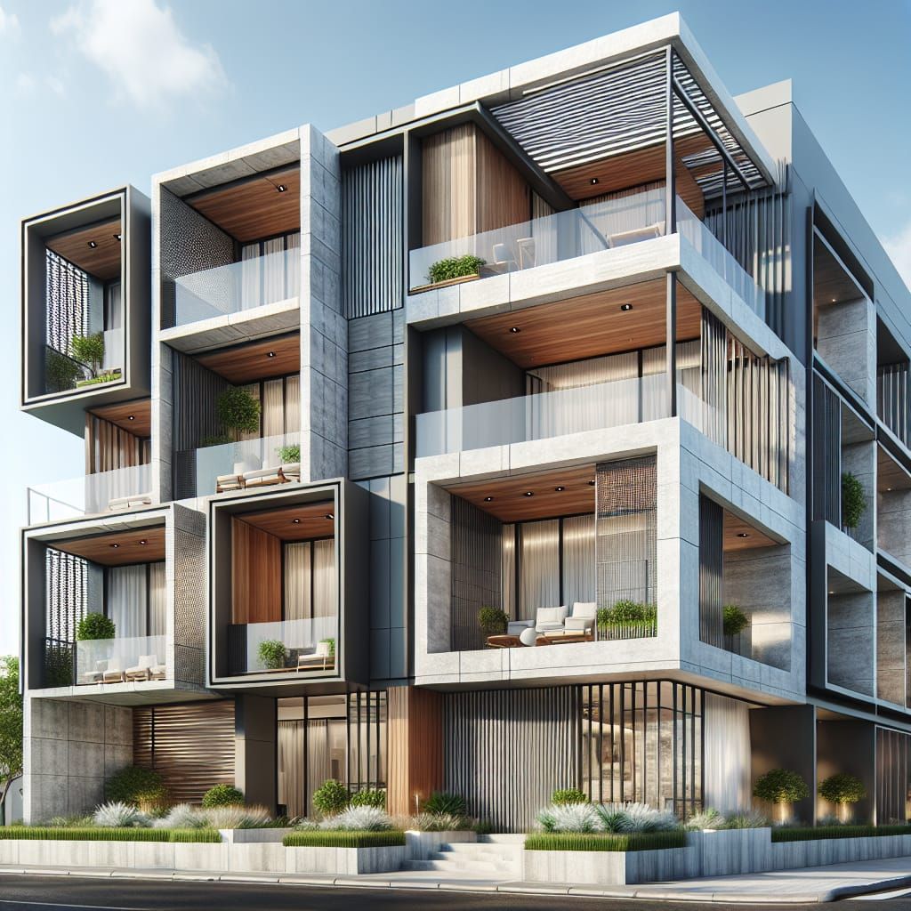 Modern Geometric Building with Natural Color Scheme