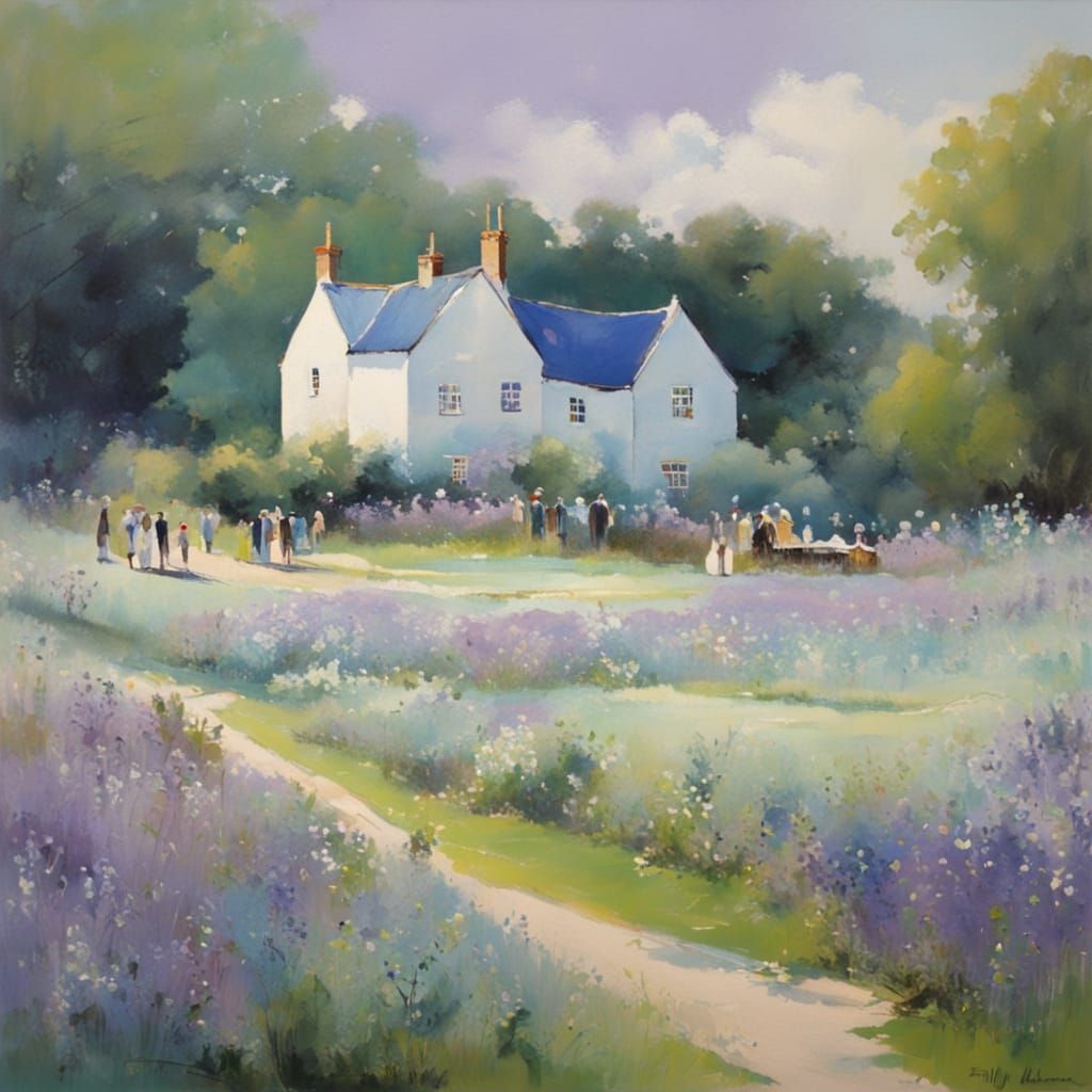 Visitors At Country Fair With Lavender Accents