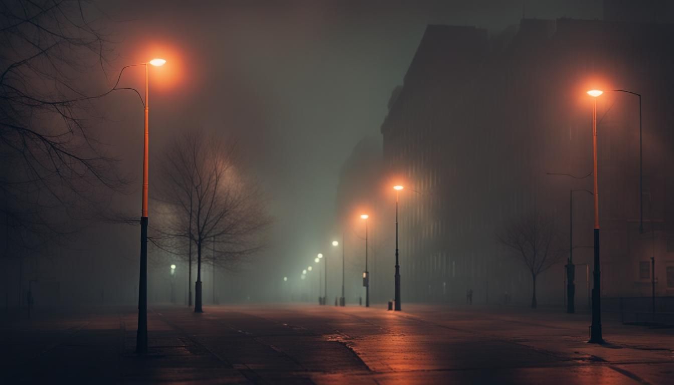 Dystopian East Berlin Foggy Night Photography